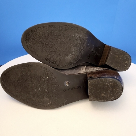 LUCKY BRAND Kaiya Distressed Leather and Suede Bootie Gray Women's 9.5M - Picture 11 of 14